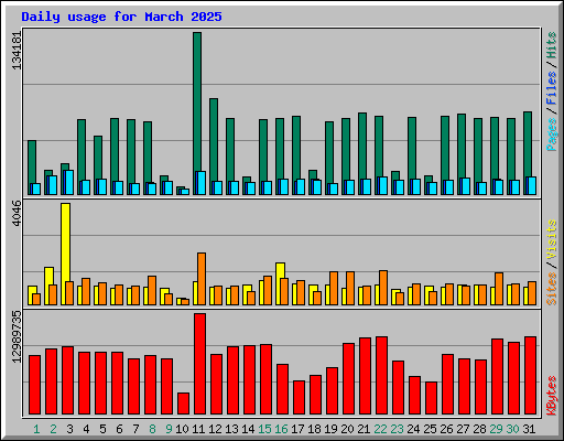 Daily usage for March 2025